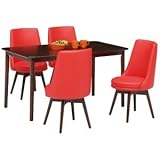 【組立設置費込】ダイニングセット 5点 ダイニングテーブル(ダークブラウン天板)&amp;チェア(レッド/赤)4点 木製 【組立品】【代引不可】 生活用品 インテリア 雑貨 インテリア 家具 テーブル ダイニングテーブル ダイニングセット 