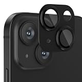 Podick レンズカバー iPhone 15 /15 Plus用 カメラフィルム アルミ合金製 9H強化ガラス 傷防止 レンズ保護 耐衝撃 アイフォン15 /15 プラス 用 カメラ保護 高透過率 黒縁取り 露出オーバー防止 カメラレンズプロテクター ブラック