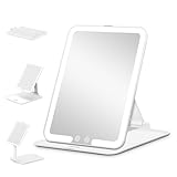 Auxmir 女優ミラー 卓上 LEDライト付き 3光色 無段階調光 折り畳み式 USB充電 角度調整 1500mAh大容量バッテリー搭載