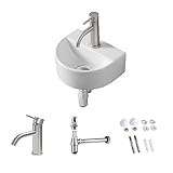 【JOMOWN混合水栓付き】 手洗い器 壁掛け 手洗器 オシャレ 洗面ボールセット 小型洗面ボウル ミニ型 洗面台 手洗いボウル 壁付け型 陶器 トイレ 手洗い台 半円形