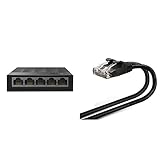 【セット買い】TP-Link 5ポート スイッチングハブ プラグ&プレイ ファンレス 静音 プラスチック筐体 LS1005G メーカー保証3年 & エレコム LANケーブル CAT6 1m 爪折れ防止コネクタ cat6準拠 やわらか ブラック LD-GPY/BK1