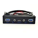 Herafy USB ハブ 5 ポート USB 3.1 TYPE-C USB 3.0 フロントパネル HD オーディオ 3.5mm イヤホンジャック デスクトップ 3.5 インチ用マイク拡張アダプター, 500455971