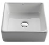 Kraus KCV-120-CH White Square Ceramic Bathroom Sink with Pop Up Drain Chrome by Kraus
