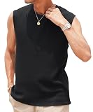 [JIGGYS SHOP] ジギーズショップ テレコノースリーブ｜M ブラック 伸縮性 ストレッチ トップス 大人 シンプル ジム トレーニング ジョギング クルーネック 丸首 黒 白 夏服 袖なし 定番 万能 スポーツ着 綿 コットン 洗える