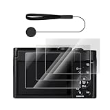 VOVMOEYA 3枚入り Panasonic Lumix DC-TZ99/LX100 /LX100 IIと互換性あり FOR パナソニック DC-TZ99/LX100 /LX100 II强化ガラスフィルム スクリーン保護フィルム 液晶保護フィルム 液晶プロテクター 9H 超薄 高透過率 紛失防止ストラップ付き