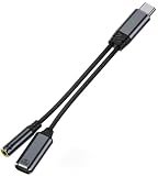 MUXER 2 in 1Type-C イヤホン変換アダプタ、 ハイレゾ音質対応、 DAC搭載、PD100W急速充電、音量調節/音楽/通話機能付き (Type-C to 3.5mm)