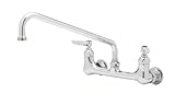 T&S Brass B-0230-14-CR-SC 8-Inch Wall Mount Mixing Faucet, Cv Cerama Cartridges, 14-Inch Swing Nozzl