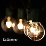 LIDORE G40 Globe bulb Patio String Light set. UL lsit. Clear Bulbs with Green Cord. 25.8ft Long. Sui