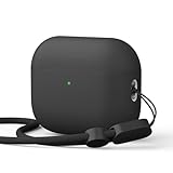 【elago】 AirPods Pro3 対応 ケース シリコン 耐衝撃 ハイブリッド 落下防止 ストラップ付 おしゃれ カバー ワイヤレス充電 対応 シンプル シリコンケース [ AirPods Pro 3 エアーポッズプロ3 エアポッツプロ 第3世代 対応 ] case LIQUID HYBRID STRAP ブラック