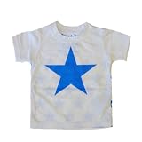 TINY TAITO(タイニィタイト)　キッズTシャツ　☆星Tシャツ(ホワイト X ブルー) (130cm)
