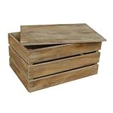 オーク効果Slatted Lidded木製ストレージボックス S