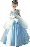 [TYHTYM] プリンセス ドレス 子供用 コスプレ 衣装 100-140cm キッズコスチューム ワンピース イベント ステージ衣装 仮装 演出 クリスマス ハロウィン 誕生日 プレゼント (4-5Y)