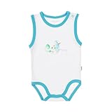 デンマークの子供服ブランド FIXONI綿１００％カラフルマウスノンスリーブボディスーツ ブルーワンポイント 68ｃｍ