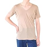 [ベルメゾン] インナーシャツ メンズ 半袖 Vネック 大汗さん 吸水 速乾 消臭 抗菌 防臭 接触冷感 シャツ 汗取りインナー サラリスト ベージュ L