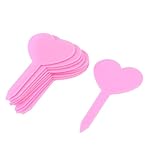 uxcell タグ　ラベル　マーカー　ステッカー　ハート形　ピンク　プラスチック　保育園　ガーデン　植物　 10個入り