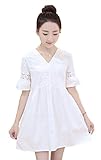 Ｖネックチュニック ホワイトレースチュニック マタニティファッション ママファッション 婦人服 ロングシャツ ゆったりサイズ ノベルティ付属 BRZ0433 (XL)
