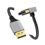 CY アップアングル DisplayPort DP - DP ケーブル 4K 60hz ケーブル シルバー スリーブ Ultra-HD UHD 90 度 デスクトップ ノートパソコン モニター グラフィック カード用 (100cm)