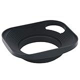 Haoge LH-B43P 43mm スクエアメタル ねじ込み式レンズフード 中空 43mm E43フィルタースレッドレンズ付きライカレンジファインダーカメラ用キャップ付きデザイン ブラック