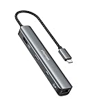 Teleadapt USB C PD イーサネット ハブ, 6-in-1 Type-Cアダプター 4K HDMI, 100W Power Delivery, 2 USB-A、USB-C 5Gbps Data, 1Gbpsイーサネット MacBook Pro、 MacBook Air、 iPad Pro、 XPS 対応