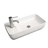 Whitehausコレクションwhkn1015 a IsabellaコレクションマウントBasin統合長方形ボウル、センタードレイン付き、ホワイト
