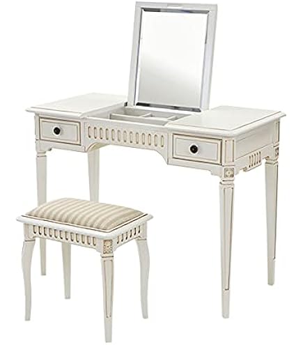 Amazon｜ロココ調 ドレッサー スツール セット 天板サイズ約W90×約