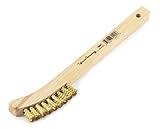 Forney 70491 Wire Scratch Brush, Brass with Curved Wood Handle, 8-5/8-Inch-.006-Inch [並行輸入品]