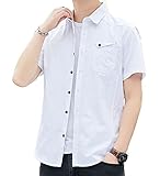 Amyni カジュアル シャツ メンズ 長袖 半袖 オックスフォード シャツ (#6—ホワイト, M)