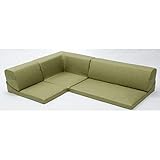 国産 レイアウト自在 コーナーソファ グリーン タスク生地