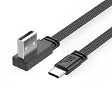 ouquckl データケーブル、USB 2.0 - タイプ C データケーブル 2A 高速充電 480Mbps データ転送 フラットワイヤライン 90 度エルボ タブレット 携帯電話用