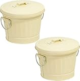 マルカ 灰皿 卓上 ダストバケツ灰皿 [ 2コセット / 直径140×高さ115mm / レッド ] 日本製