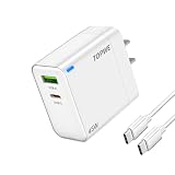 TOPWE 45W USB-C 充電器 Type-C PD 急速充電対応 USB コンセント acアダプター 【PSE技術基準・PD・USB-Cポート＋USB-Aポート】タイプC充電器 iPad iPhone Xperia Galaxy Google Pixel など対応 C-Cケーブル付き(ホワイト）