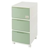 ドウシシャ(Doshisha) グリーン 幅33×奥行46.5×高さ70.5cm チェスト 3段 キャスター付き MSC3370-GN