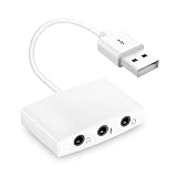 Iseebiz 外付けサウンドカード USBオーディオ変換アダプタ 3.5mmイヤホンジャックアダプター ドライバ不要 3IN1 USBポートイヤホンジャック充電 ヘッドホン・マイク端子 変換ケーブル ドライブフリー イヤホン/PS4/パソコン/Apple MACに対応