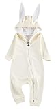 Nice Days（ナイス　ディズ） ベビーロンパース 　長袖フード付き　幼児服　　可愛いウサギちゃん　男女兼用 (73/7, ホワイト)