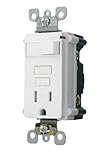 Leviton t7299-w 15 Amp 125-volt Tamper ResistantスマートロックPro組み合わせ漏電遮断器、シングルコンセントAスイッチ、ホワイト