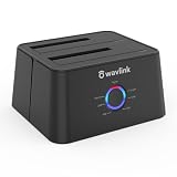 WAVLINK USB 3.0 SATA I/II/III デュアル ベイ外付けハード ドライブ ドッキング ステーション 2.5 インチまたは 3.5 インチ HDD、SSD オフライン クローン デュプリケータ機能付き USB3.0 5Gbps および OTG 機能をサポート 2x16TB対応 オフラインクローン
