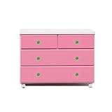 アルファタカバ ベビータンスシリーズ ブロッサムキャスター付きチェスト 80cm幅3段 ピンク(クリスタルグリーン)