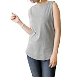 wk-0309 [Jungle Jalopy] レディース インナー タンクトップ キャミソール ボートネック ベーシック シンプル M-GRAY L