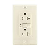 Eaton GFCI Self-Test 20A -125V Tamper Resistant Duplex Receptacle with Standard Size Wallplate, Almo