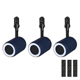 JIASONG ダクトレール スピーカー レール用 Bluetooth スピーカー付きライト ポータブル 小型 ブルートゥース リモコン付き ブラック ホワイト ブルー グレー サクラピンク 照明一体型 レールライト対応 部屋 リビングダイニング キッチン 寝室 美容院 店舗 (オーシャンブルー, 3台「店舗・オフィス向け」)