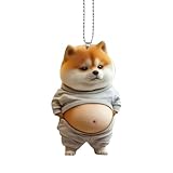 デブ 犬 猫 マスコット キーホルダー 犬 猫 車ルームミラー飾り 可愛い デブ 車用ペンダント 腹出し 犬 猫 バックミラーサスペンション装飾 車用デコレーション プレゼント