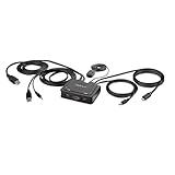 StarTech.com KVMスイッチ／2ポート／シングルモニター／4K60Hz HDMI／ハイブリッド接続（USB-A/HDMI & USB-C DP Altモード）／ケーブル一体型／バスパワー／手元スイッチ ホットキー切換／PC パソコン CPU切替器（2台用）／ケーブルタイプ C2-H46-UAC-CBL-KVM