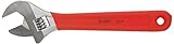 Xcelite 48CGV Chrome-Plated Wide Opening Adjustable Wrench, 8' Length, Red Cushion Grip Handle, Card