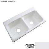 ブライトン差し込み式アクリル33 x 19 x 9 4-holeダブルボウルキッチンシンクin Natural