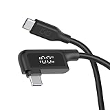 CIO 柔らかいシリコンケーブル 液晶ディスプレイ搭載 USB type-C 充電ケーブル 100W対応 iphone15/16/17 タイプC usb type c to c 【液晶部に保護フィルム有】（2ｍ、L字、ブラック）