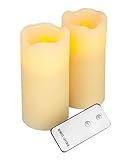 Gerson 2個パックベージュビスク電池式リモートコントロールFlamelessピラーキャンドル6 "