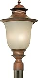 Forte Lighting 1727-03-41 Outdoor Post Fixture with Umber Linen Glass Shades, Rustic Sienna [並行輸入品]