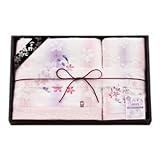 宇野千代 無撚糸バス・ウォッシュタオルセット UCQ-300 (ピンク)