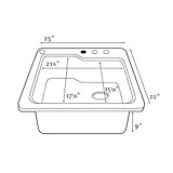 Swaoi|#Swanstone KS02522SB.035 22-In X 25-In Solid Surface Kitchen Sink 1-Hole, Arctic Granite, by S