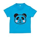 BabyChips パンダ(名入れ半袖ベビーTシャツ) 140 ターコイズ